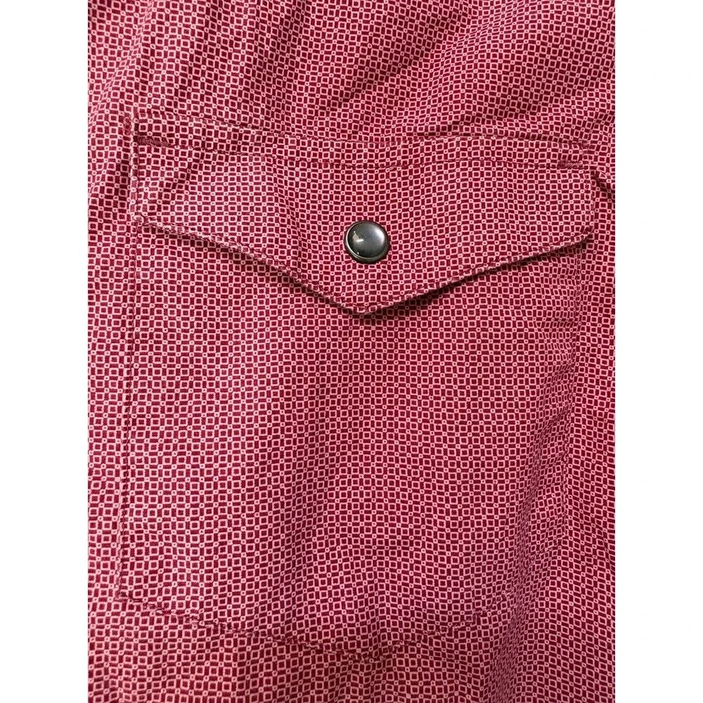 Banana Republic Button Down Shirt Mens Large Red Pearl Snap Long Sleeve 2 Pocket